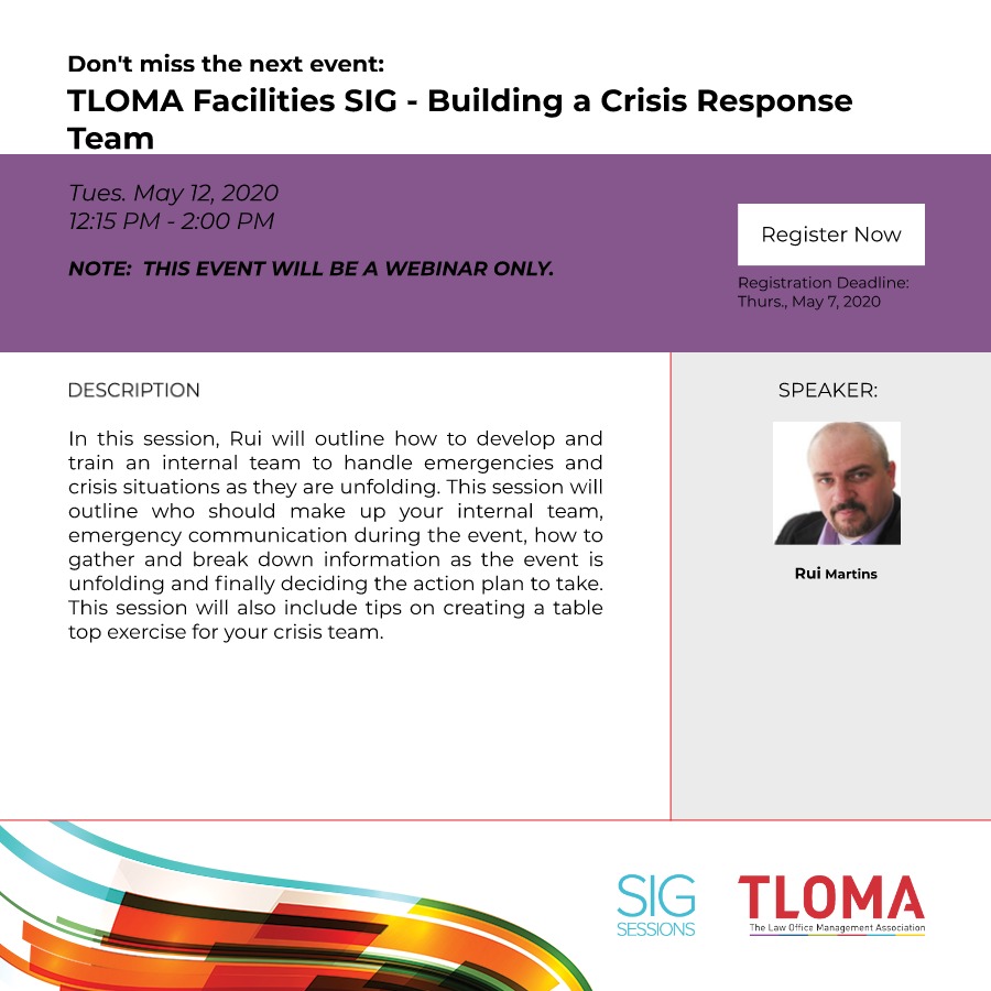 Interruption Ad - TLOMA Building a Crisis Response Team - May 12, 2020