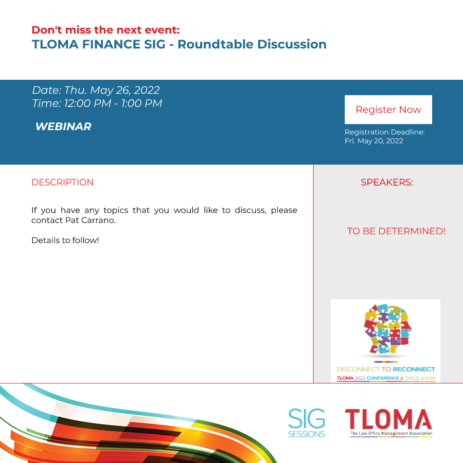 TLOMA - Interruption Ad - Finance SIG - May 26, 2022