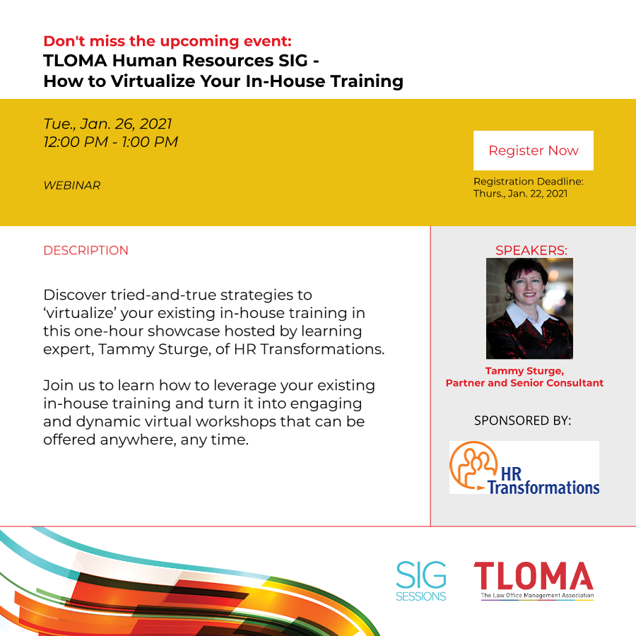 Red Carpet - Webinar - TLOMA HR SIG - How to Virtualize Your In-House Training - January 26, 2021