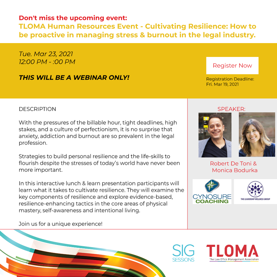 Red Carpet - Webinar TLOMA Human Resources SIG - Cultivating Resilience - March 23, 2021