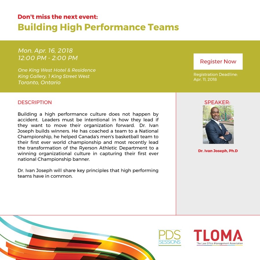 Interruption Ad - TLOMA - Building High Performance Teams - April 16, 2018