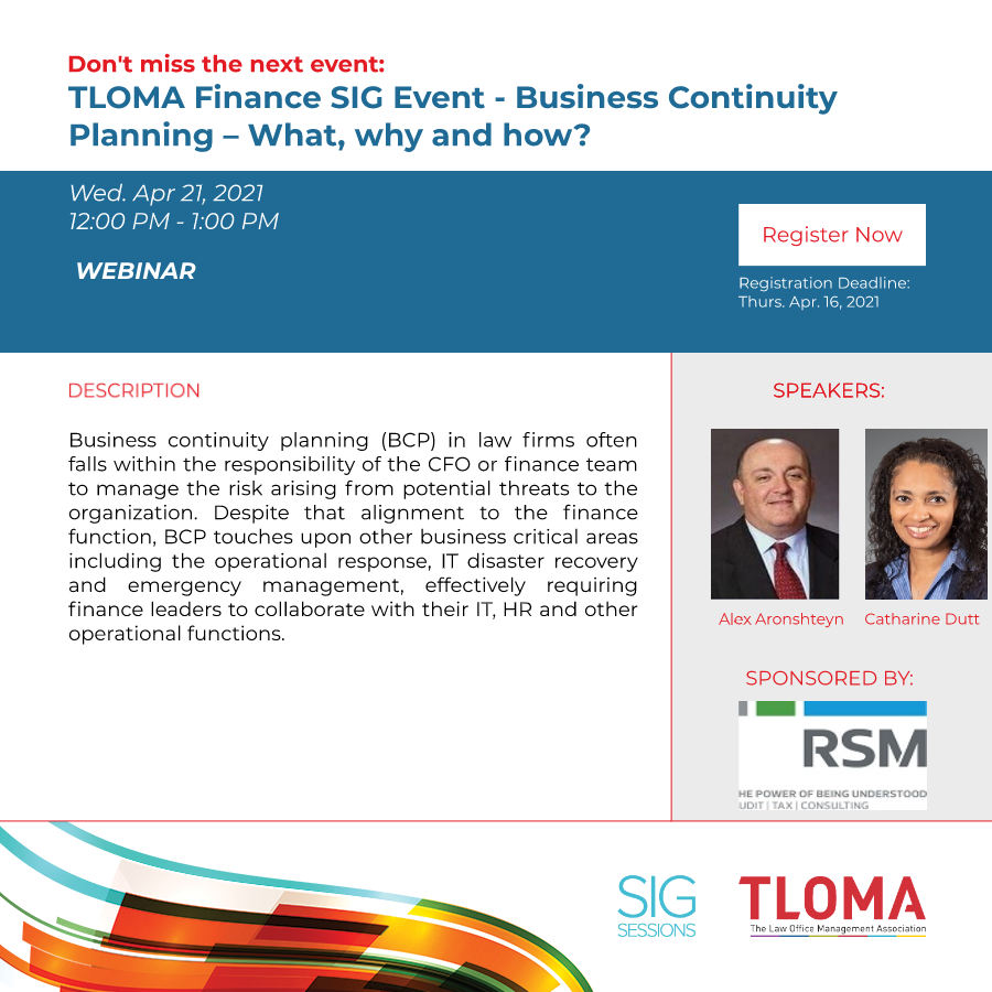 Interruption Ad - TLOMA Finance SIG - Business Continuity Planning – What, why and how?