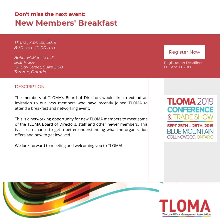 TLOMA - Interruption Ad - New Members Breakfast - April 25, 2019