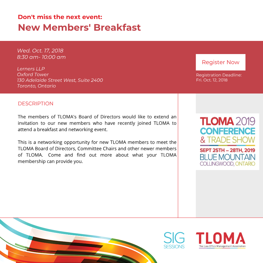 Interruption Ad - New Members Breakfast - TLOMA - Oct. 17, 2018