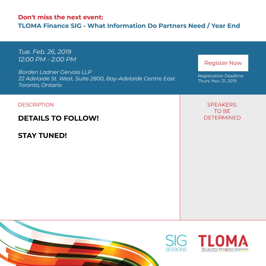 Interruption Ad - Finance SIG - What Information Do Partners Need / Year End - Nov. 26, 2019