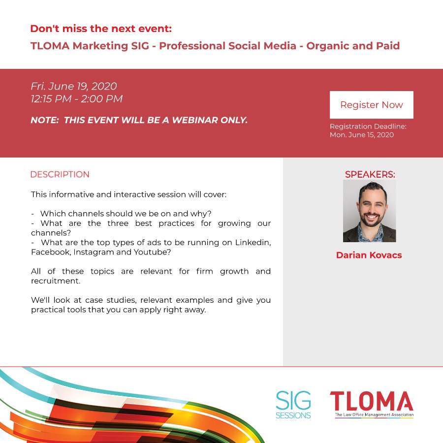 Interruption Ad - TLOMA MARKETING SIG - Professional Social Media - Organic and Paid - June 19, 2020