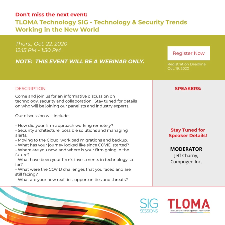 TLOMA - Technology & Security Trends Working in the New World - October 22, 2020