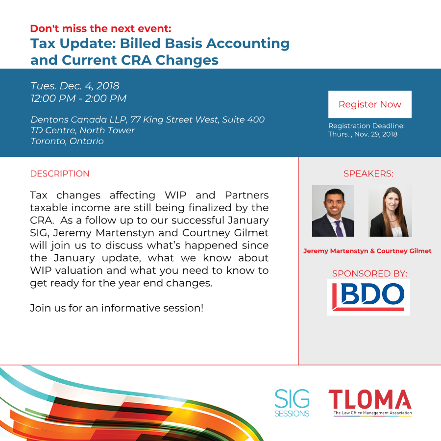 BDO Canada LLP - Red Carpet Event - "Update to WIP" - December 4, 2018